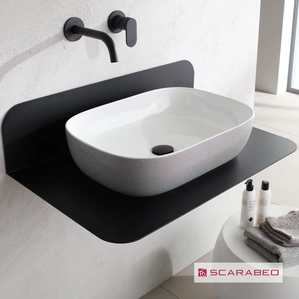SCARABEO Glam 1804-SENR Πορσελάνινος Επιτραπέζιος Νιπτήρας Pois Black 56x39εκ