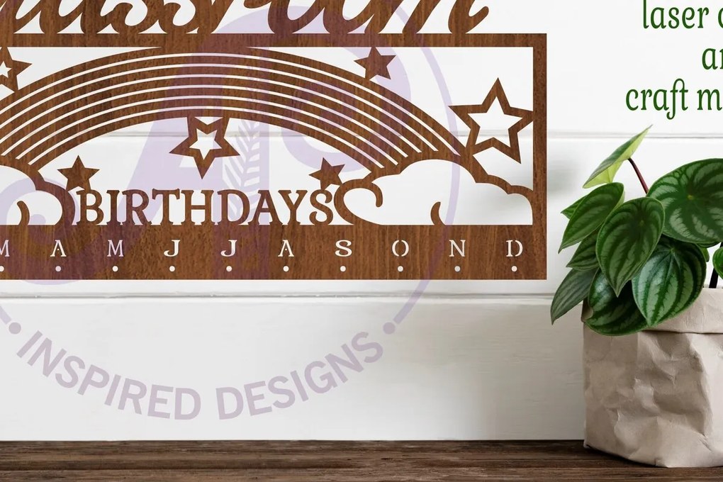 Intra απο ξύλο plywood 3mm-4mm πάχος - Μηνιαίο πρόγραμμα γενεθλίων Classroom Rainbow Δίασταση 40x50 cm INTRAFABR-95684044