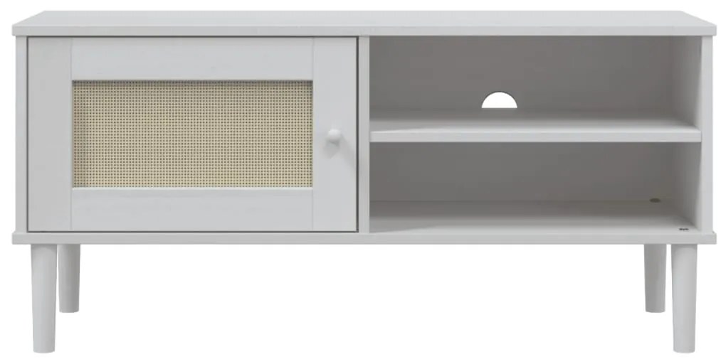 vidaXL Έπιπλο Τηλεόρασης SENJA Λευκό / Ρατάν 106x40x49 εκ. Μασίφ Πεύκο