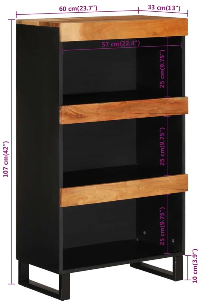 vidaXL Βοηθητικό Ντουλάπι 60 x 33 x 107 εκ. από Μασίφ Ξύλο Ακακίας