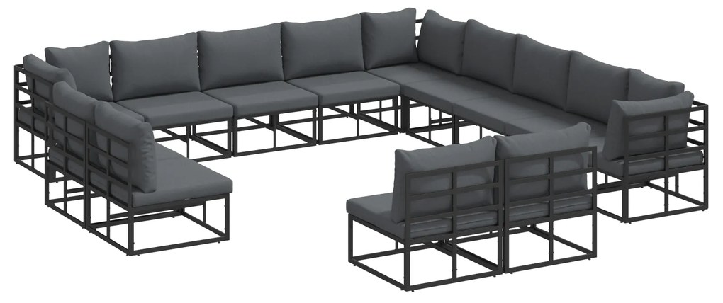 vidaXL Σετ Καναπέ Κήπου 13 pcs Μαύρο 353 x 353 x 71 εκ Αλουμίνιο
