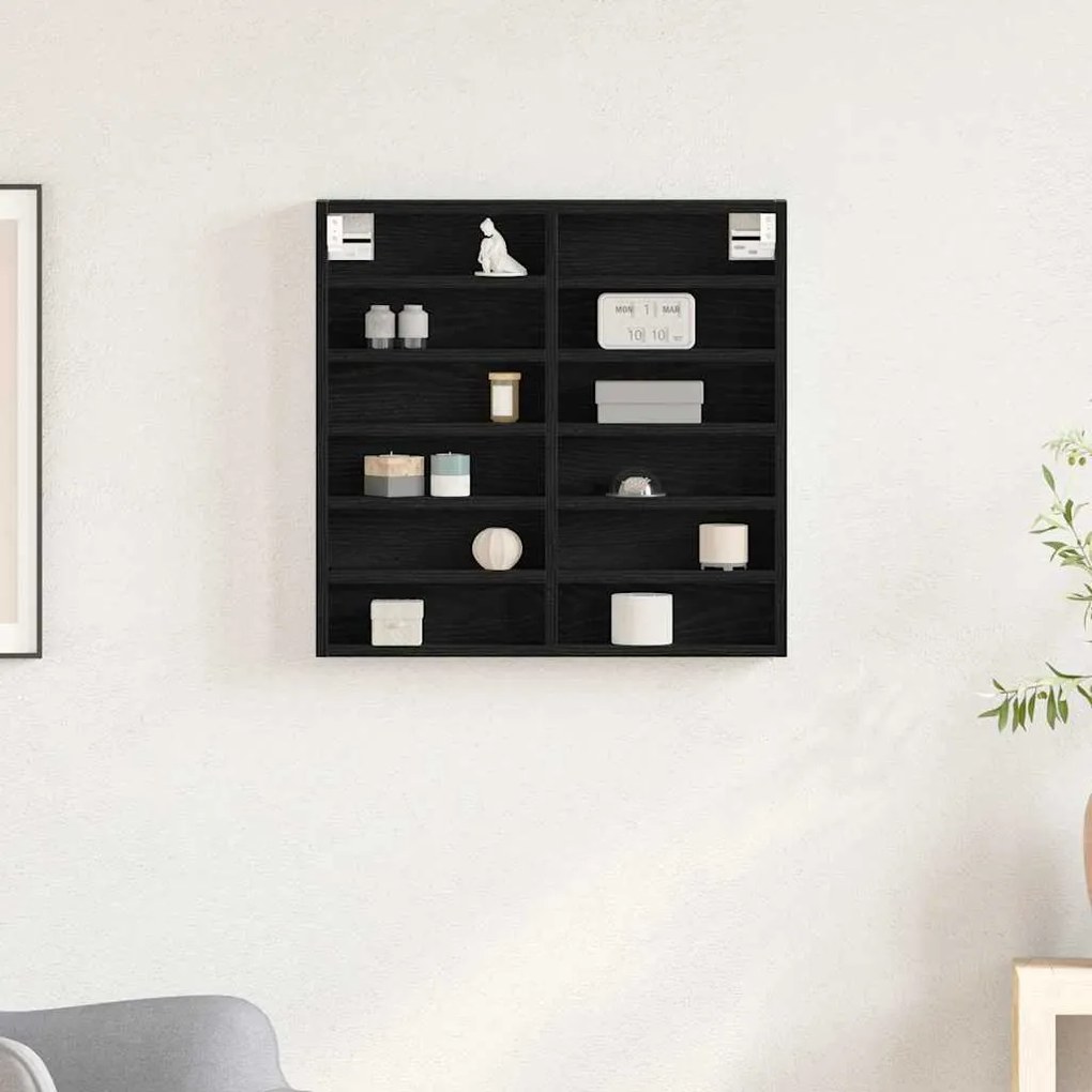 vidaXL Βιτρίνα με ράφι Μαύρη δρυς 60 x 8.5 x 58 εκ Επεξεργασμένο ξύλο