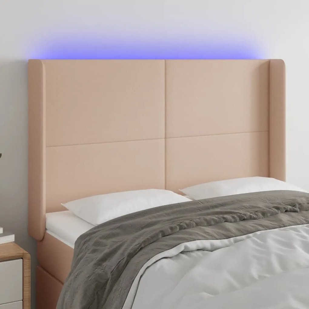 Κεφαλάρι Κρεβατιού LED Καπουτσίνο 147x16x118/128 εκ - Καφέ