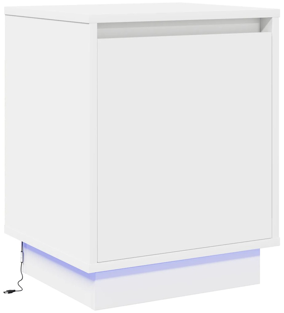 vidaXL Κομοδίνο με LED Φώτα Λευκό 39x34,5x50 εκ.
