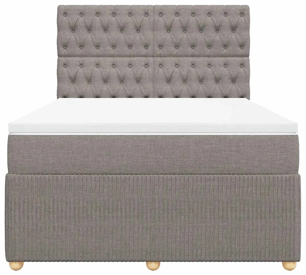 vidaXL Κρεβάτι Boxspring με Στρώμα Taupe 140x200 εκ. Υφασμάτινο