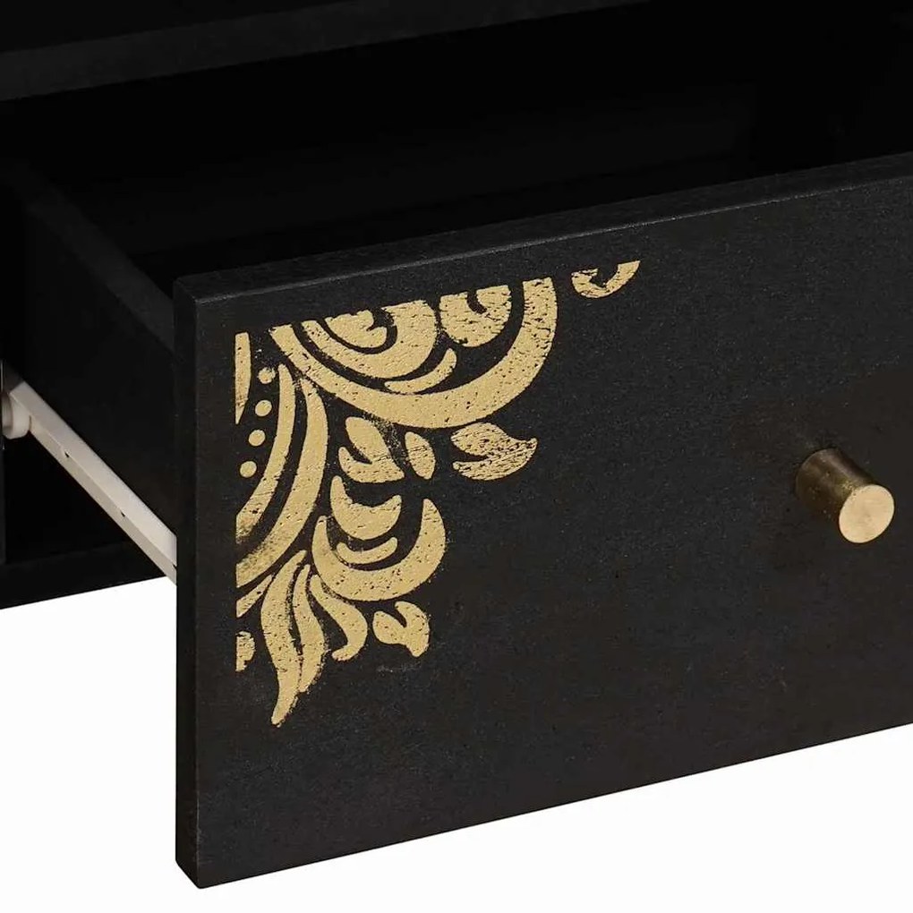 vidaXL Ντουλάπι TV με ράφι Μαύρο 100 x 33 x 46 εκ Στερεό ξύλο μάνγκο