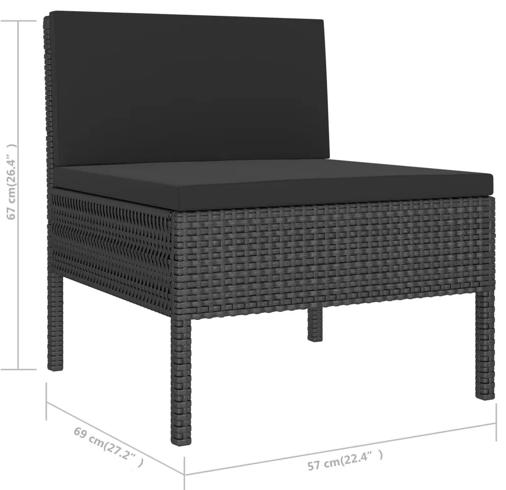 vidaXL Σετ Καναπέ Κήπου 6 τεμ. Μαύρο από Συνθετικό Ρατάν με Μαξιλάρια