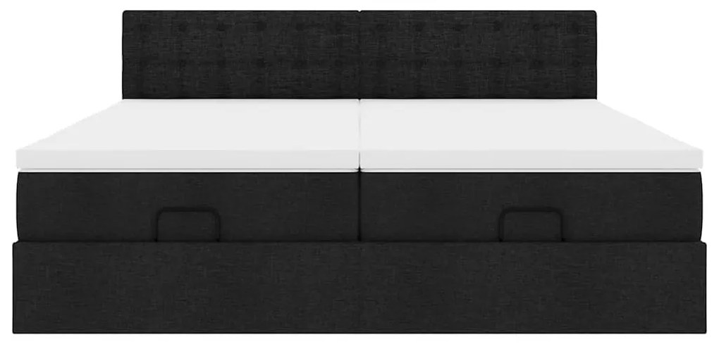 vidaXL Οθωμανικό κρεβάτι με στρώματα Μαύρο 180x200cm Ύφασμα