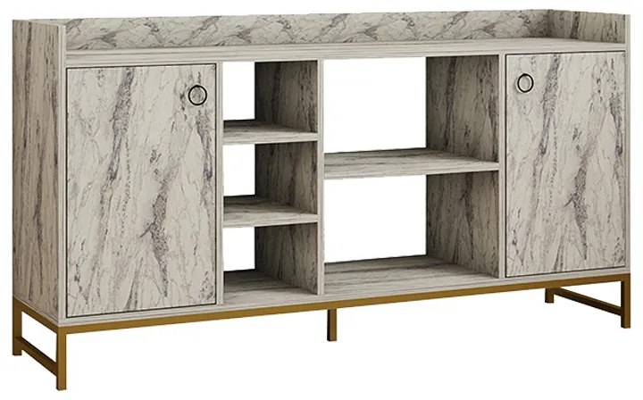 Μπουφές Delta pakoworld σε όψη μαρμάρου με χρυσά μεταλλικά πόδια 160x40x85εκ