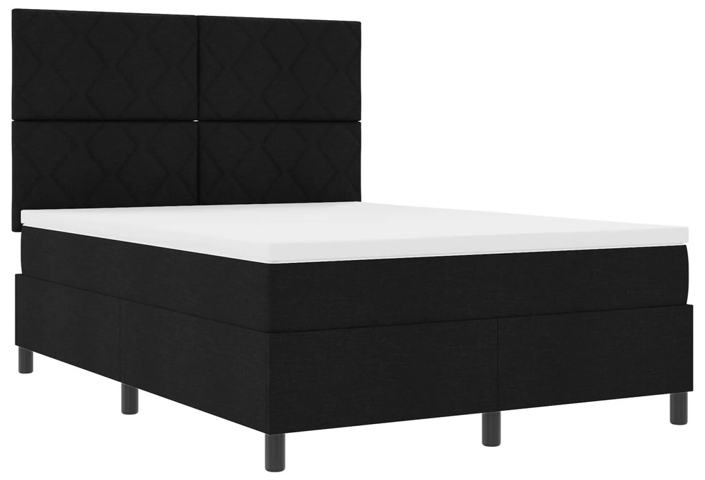 vidaXL Κρεβάτι με βάση και στρώμα Μαύρο 140x200 cm Ύφασμα