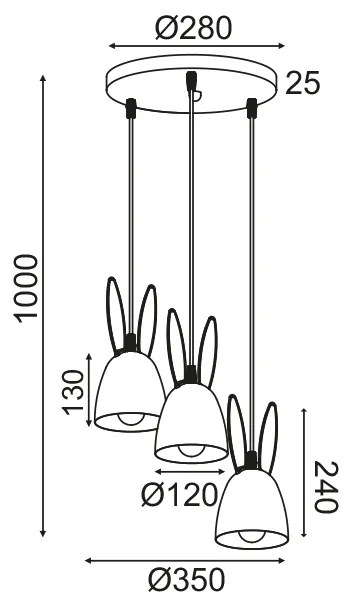 ΚΡΕΜΑΣΤΟ ΦΩΤΙΣΤΙΚΟ 3ΧΕ27 ΡΟΖ ΜΕΤΑΛΛΙΚΟ D35XH100CM BUNNY - ZM73P35P - ZM73P35P