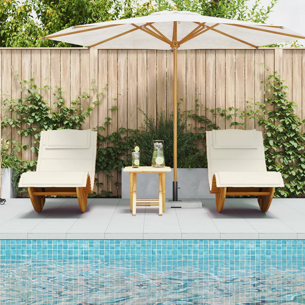 vidaXL Ξαπλώστρα 2 pcs Καφέ 60 x 154 x 74εκ Μασίφ ξύλο ακακίας