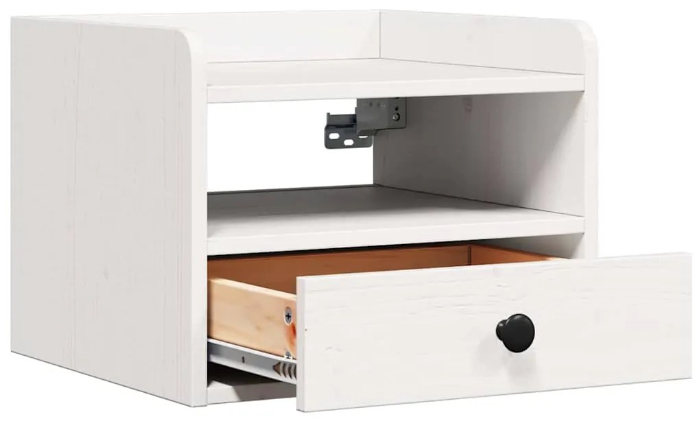 vidaXL Κομοδίνο με συρτάρι Λευκό 38 x 36 x 29.5 εκ Μασίφ ξύλο πεύκου