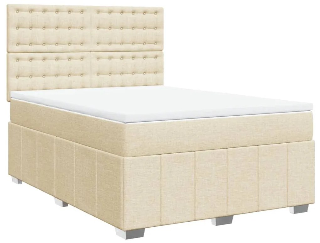 Κρεβάτι Boxspring με Στρώμα Κρεμ 160x200 εκ. Υφασμάτινο - Κρεμ