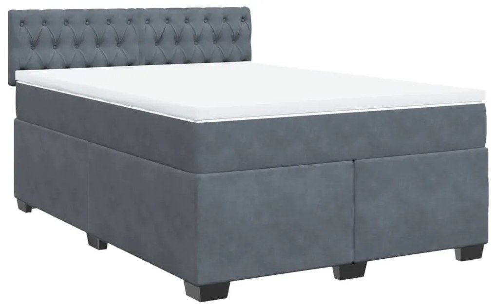 vidaXL Κρεβάτι Boxspring με Στρώμα Σκούρο Γκρι 160x200 εκ. Βελούδινο