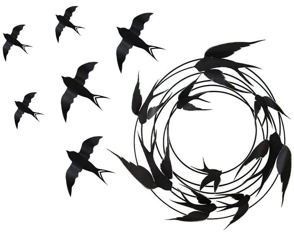 Διακοσμητικό Τοίχου Migration (Σετ 7Τμχ) 279ENZ2560 79x8x79/31x4x24/19x4x14cm Black Wallity Metal