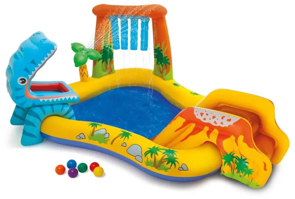 INTEX Φουσκωτή Πισίνα Dinosaur Play Center 249x191x109 εκ. 57444NP