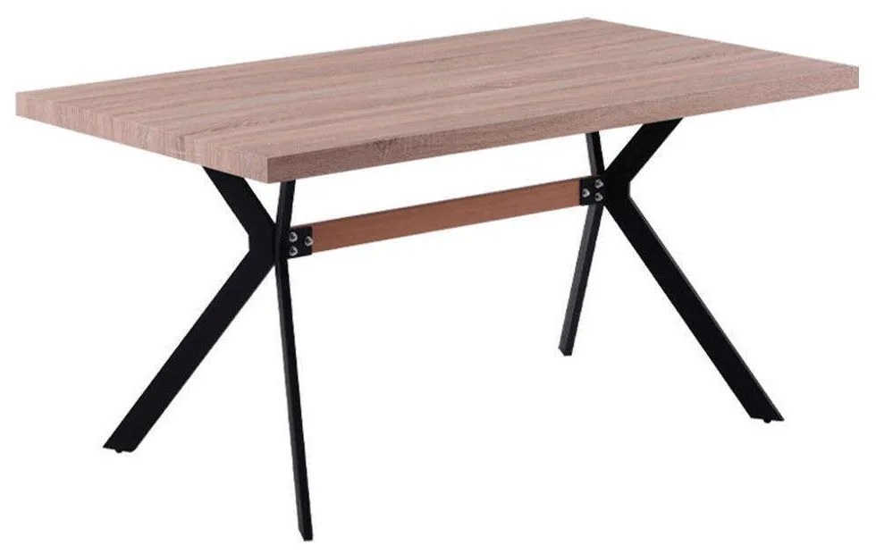 Τραπέζι 606-121-092 160x90x75cm Natural-Black Mdf, Metal