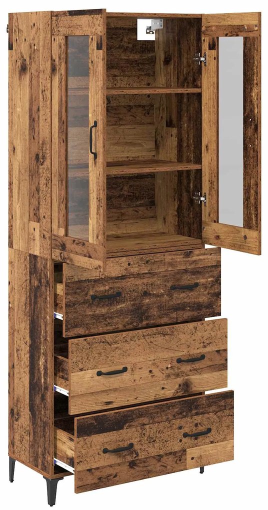 vidaXL Highboard Παλιό Ξύλο 69,5 x 34 x 180 εκ. Επεξεργασμένο ξύλο