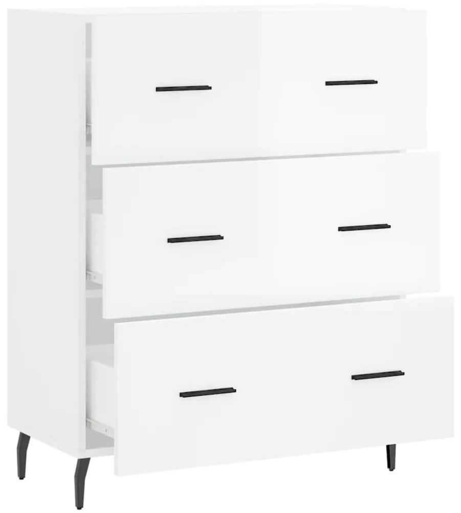 vidaXL Ντουλάπι Γυαλιστερό Λευκό 69,5x34x90 εκ. Επεξεργασμένο Ξύλο