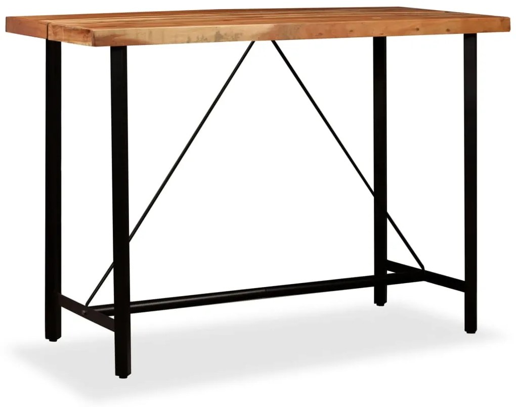 vidaXL Σετ Επίπλων Μπαρ 7 Τεμαχίων Μασίφ Ξύλο Ακακίας / Γνήσιο Δέρμα