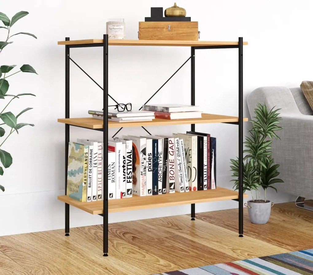 vidaXL Ράφια 3 Επιπέδων Μαύρο και Δρυς 80x40x92 εκ.