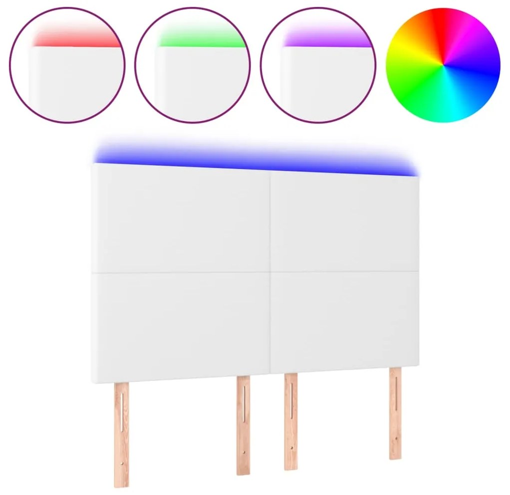 vidaXL Κεφαλάρι Κρεβατιού LED Λευκό 144x5x118/128 εκ