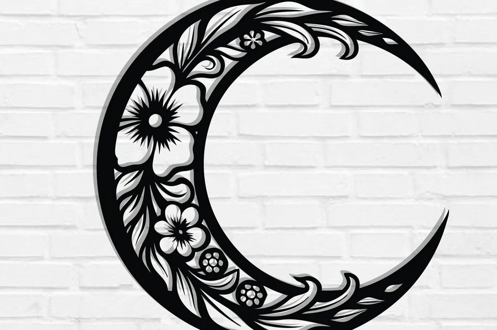 Intra απο ξύλο plywood  Χρώμα wenge 3mm-4mm πάχος - Floral Moon Metal Wall Art Δίασταση 40x50 cm INTRAFABR-89131685