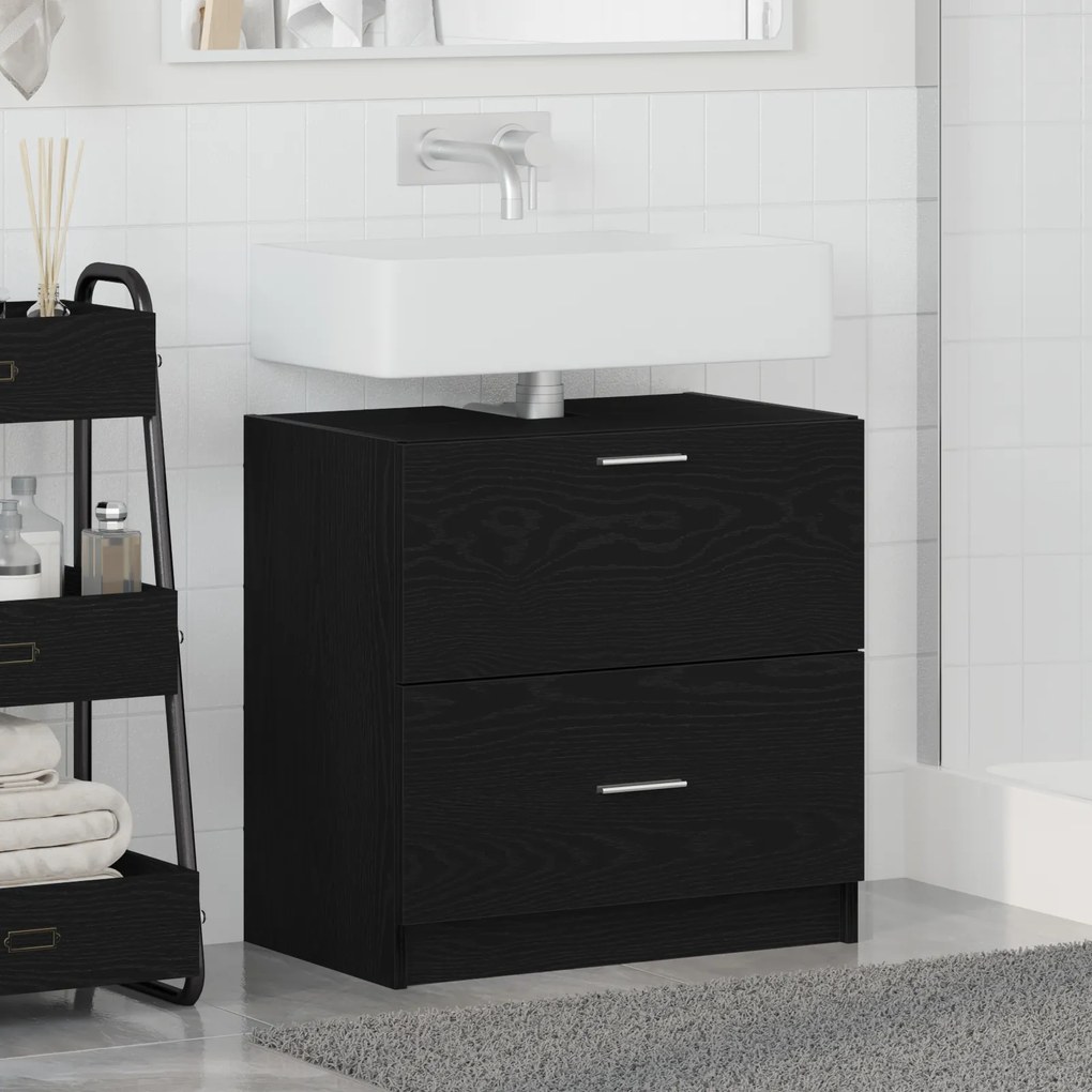 vidaXL Ντουλάπι Νιπτήρα Μαύρης Δρυός 59x37x59 εκ. Κατασκευασμένο Ξύλο