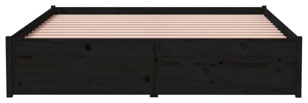 vidaXL Πλαίσιο Κρεβατιού Μαύρο 140 x 190 εκ. από Μασίφ Ξύλο