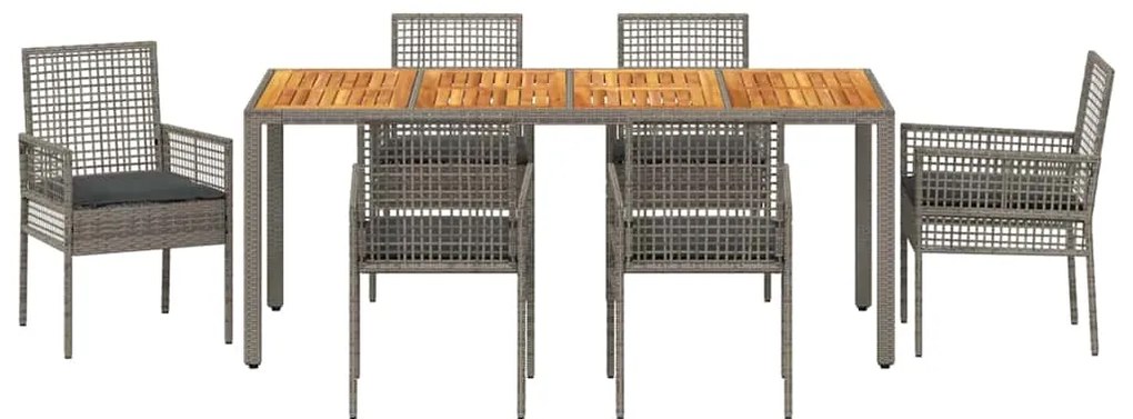 vidaXL Σέτ φαγητού για κήπο 7 pcs Γκρι συνθετικό ρατάν