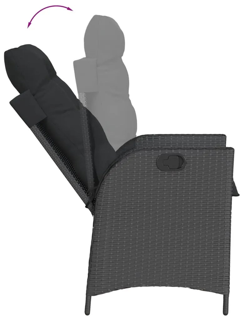 Σετ Τραπεζαρίας Κήπου 7 Τεμ. Μαύρο Συνθετικό Ρατάν με Μαξιλάρια 3213099