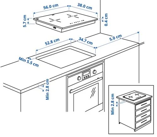 LAGAN επαγωγική εστία με πρίζα 2 ζώνες 705.060.96