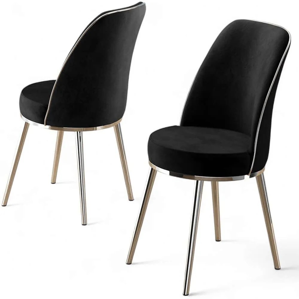 Καρέκλα Pefa Babyface (Σετ 4Τμχ) 240CHR1561 45x42x91cm Black-Chrome Metal, Fabric