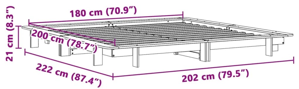 Σκελετός Κρεβ. Χωρίς Στρώμα Λευκό 180x200 εκ Μασίφ Πεύκο - Λευκό