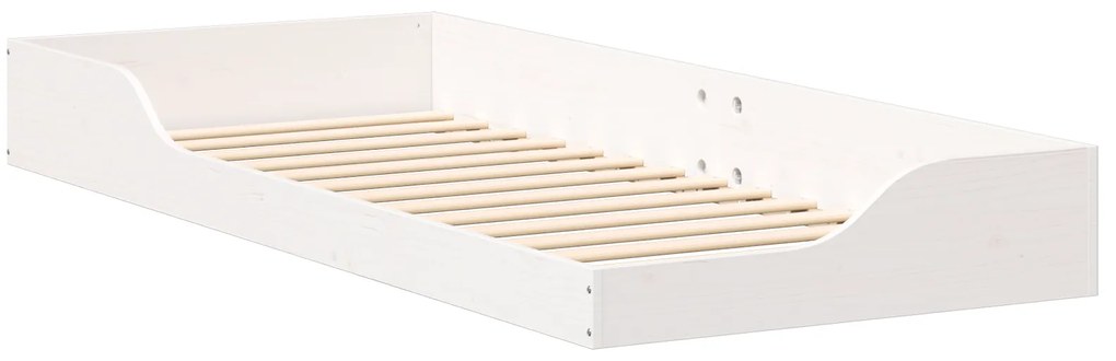 vidaXL Κρεβάτι δαπέδου Λευκό 80 x 220 cm Μασίφ ξύλο πεύκου