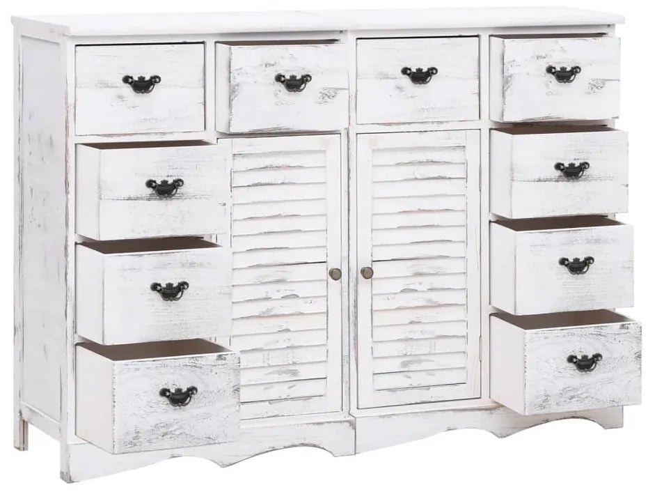 vidaXL Μπουφές με 10 Συρτάρια Λευκός 113 x 30 x 79 εκ. Ξύλινος