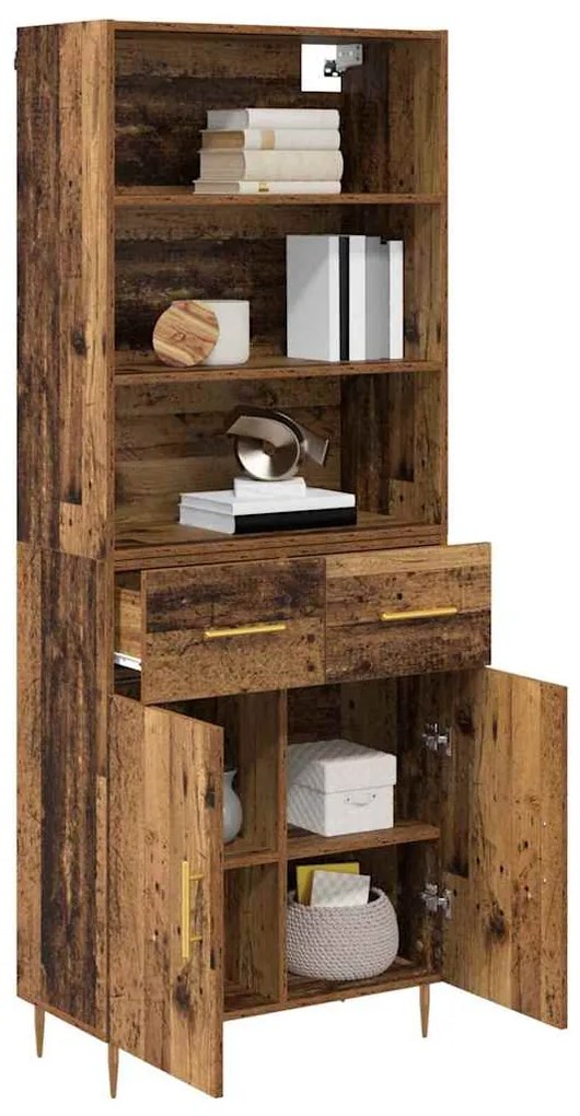 vidaXL Highboard Παλιό ξύλο 69,5 x 34 x 180 εκ. Επεξεργασμένο ξύλο