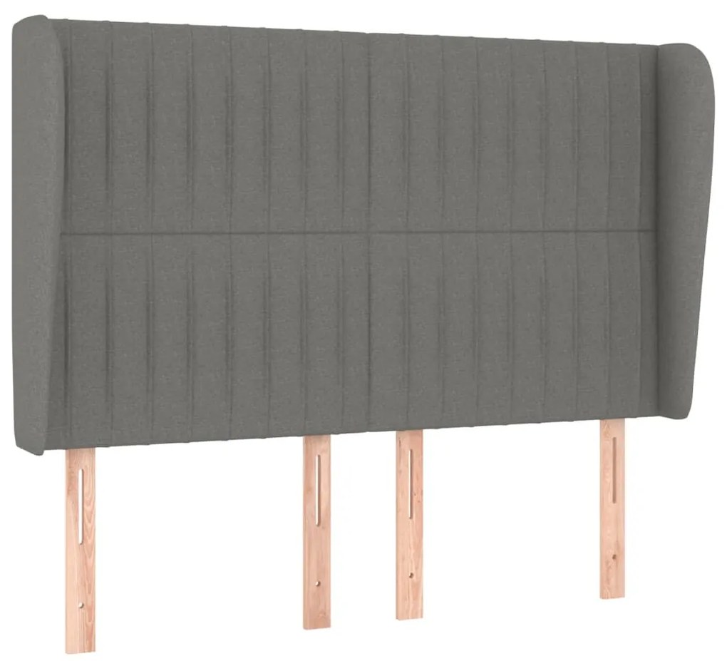 Κεφαλάρι με Πτερύγια Σκούρο Γκρι 147x23x118/128 εκ. Υφασμάτινο 3118193