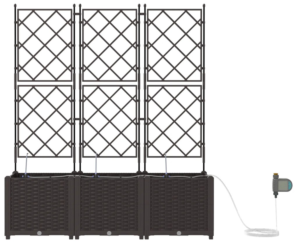 vidaXL Γλάστρες Κήπου 1 τεμ Καφασωτό Καφέ 120 x 40 x 142 cm Πλαστικό