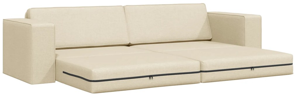 vidaXL Καναπές Κρεβάτι 2-σε-1 Κρεμ 245x150x60.5 εκ Ύφασμα