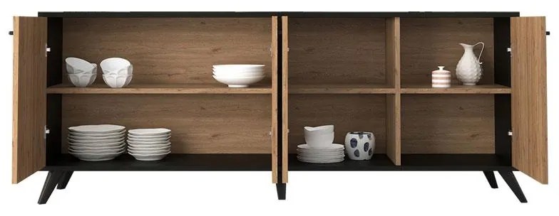 Μπουφές Flipter μελαμίνης oak-μαύρο 180x40x78,6εκ