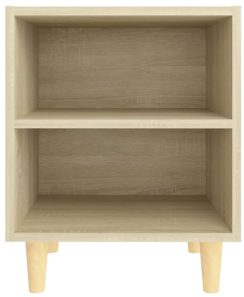 vidaXL Κομοδίνο Sonoma Δρυς 40 x 30 x 50 εκ. με Μασίφ Ξύλινα Πόδια