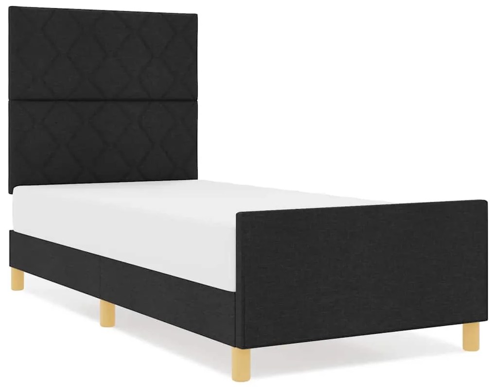 vidaXL Σκελετός Κρεβατιού με κεφαλάρι Μαύρο 100 x 200 cm ύφασμα