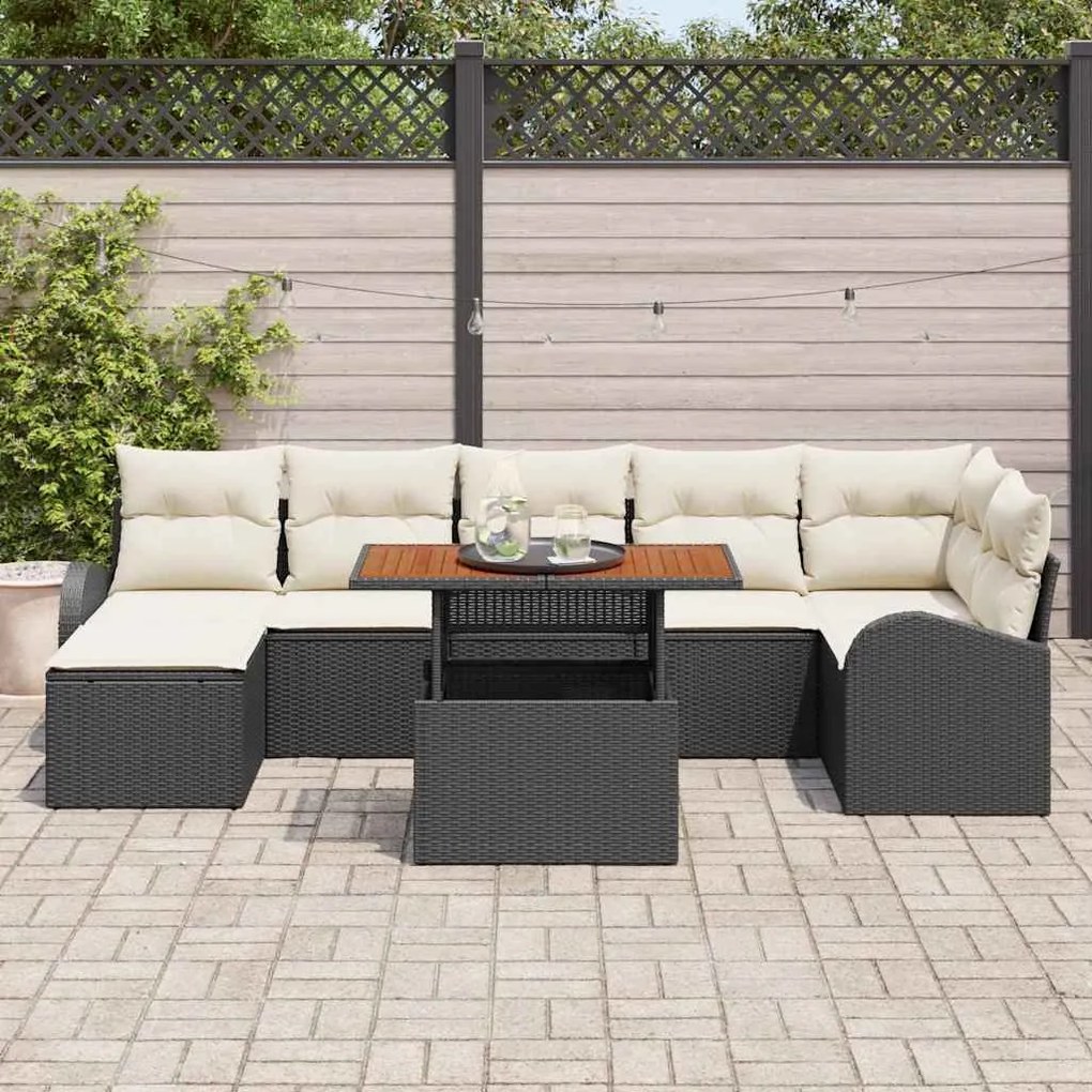 vidaXL Σετ Καναπέ Κήπου με αποθήκευση 8 pcs Μαύρο Πολυ ράταν