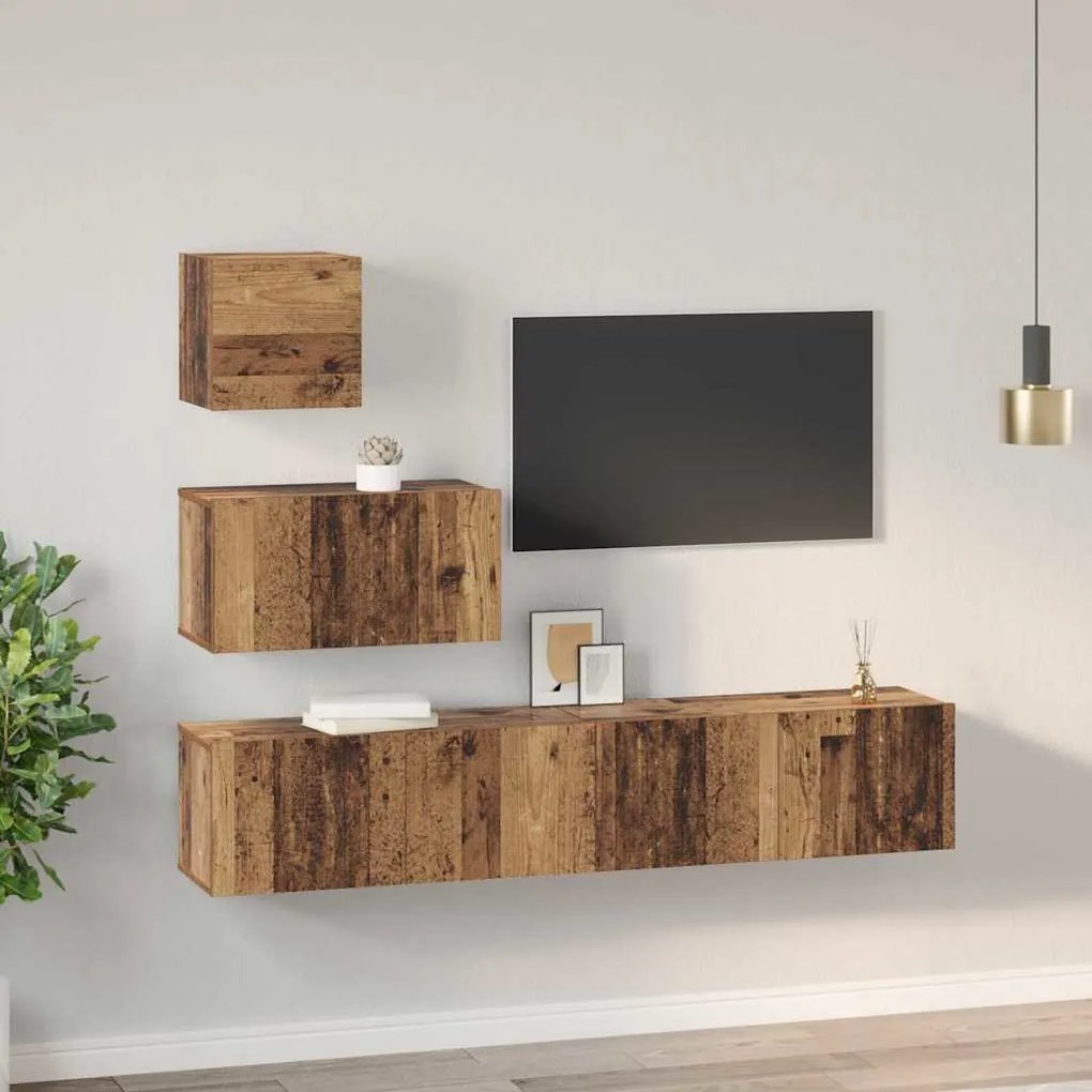 vidaXL Σετ επίπλου τηλεόρασης 4 pcs Παλαιό ξύλο 80 x 30 x 30 εκ