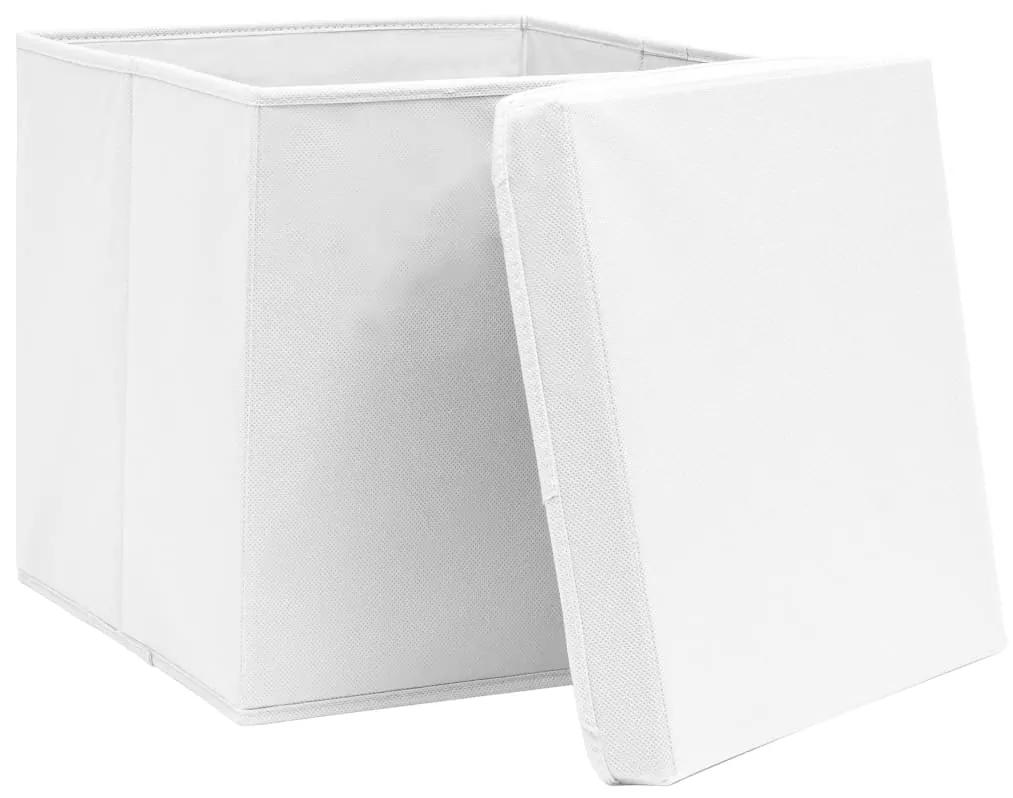 vidaXL Κουτιά Αποθήκευσης με Καπάκια 10 τεμ. Λευκά 28 x 28 x 28 εκ.