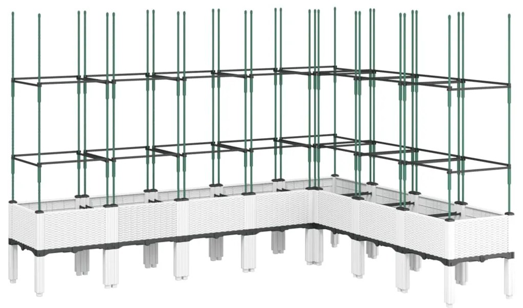 Ζαρντινιέρα Κήπου με Καφασωτό Λευκή 200x160x142,5 εκ. από PP - Λευκό