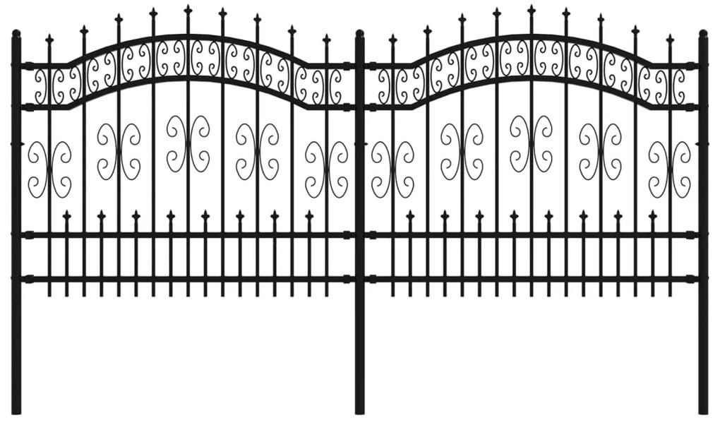 vidaXL Φράχτης Κήπου με Κορυφή Δόρυ Μαύρος 240x100 εκ. Ατσάλι με Ηλεκτροστατική Βαφή