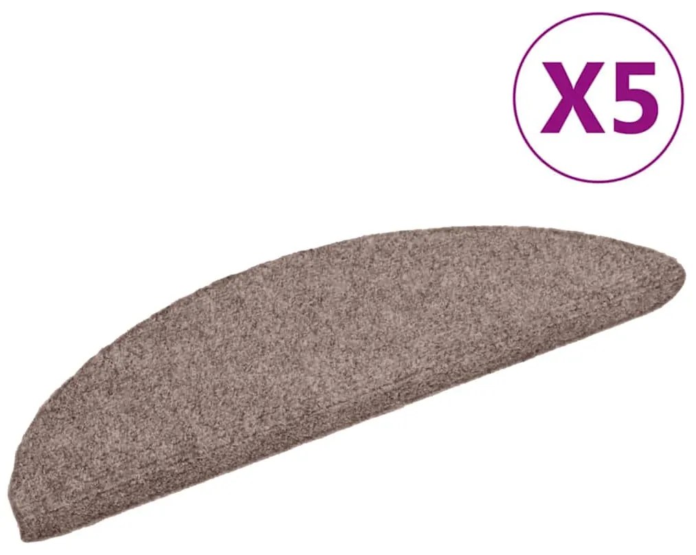 vidaXL Πατάκια Σκάλας Αυτοκόλλητα 5 τεμ. Καφέ 56x17x3 εκ. Βελονιασμένα